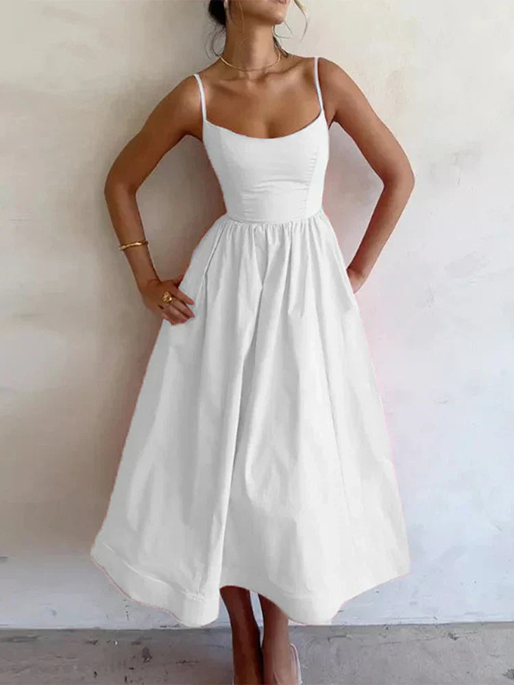 Summer Dress with Spaghetti Straps and a Flattering Feminine Cut