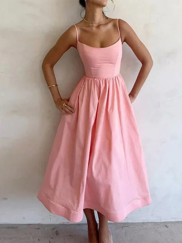 Summer Dress with Spaghetti Straps and a Flattering Feminine Cut