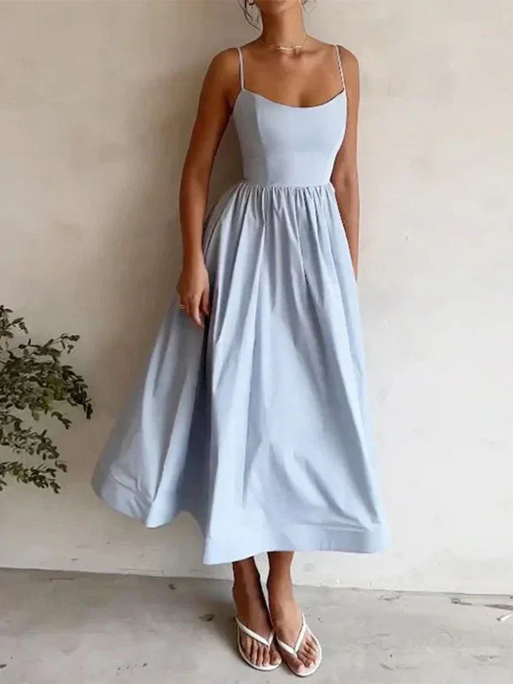 Summer Dress with Spaghetti Straps and a Flattering Feminine Cut