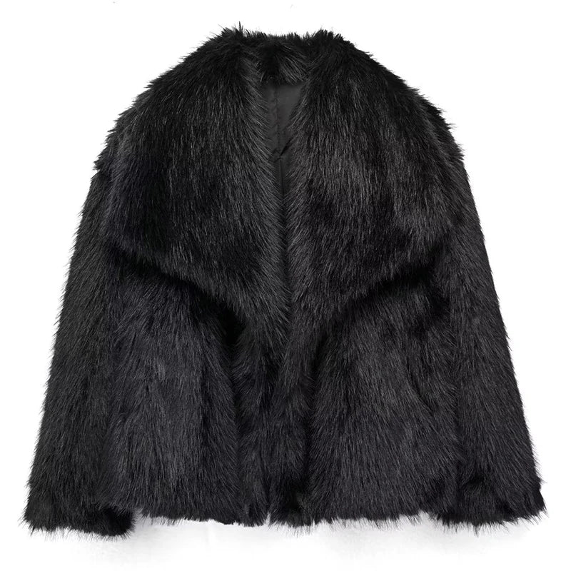 Afslappet Pasform Faux Fur Jakke til Kvinder