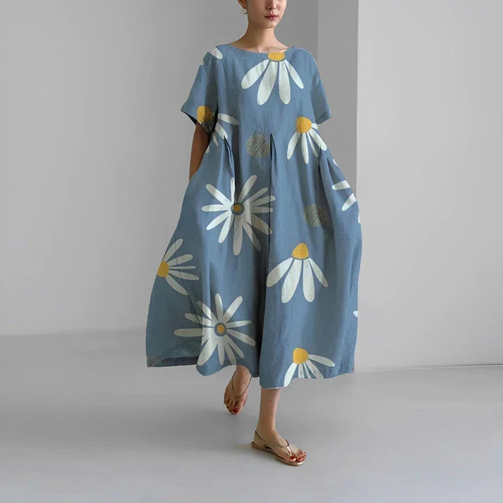 Midi Kjole I Afslappet Stil med Blomster Til Kvinder