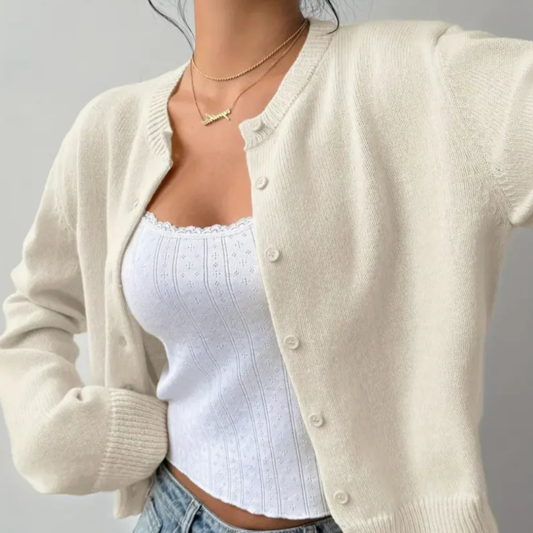 Forårs cropped cardigan med knapper til kvinder