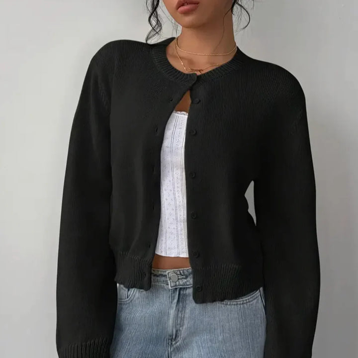 Forårs cropped cardigan med knapper til kvinder