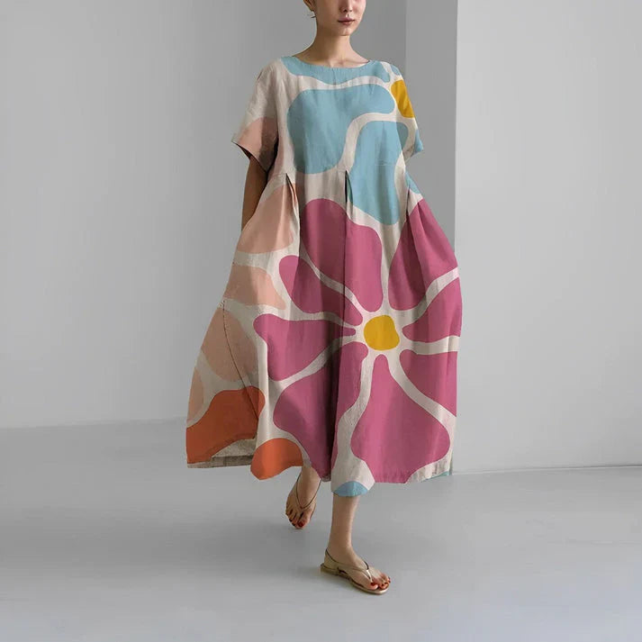 Midi Kjole I Afslappet Stil med Blomster Til Kvinder