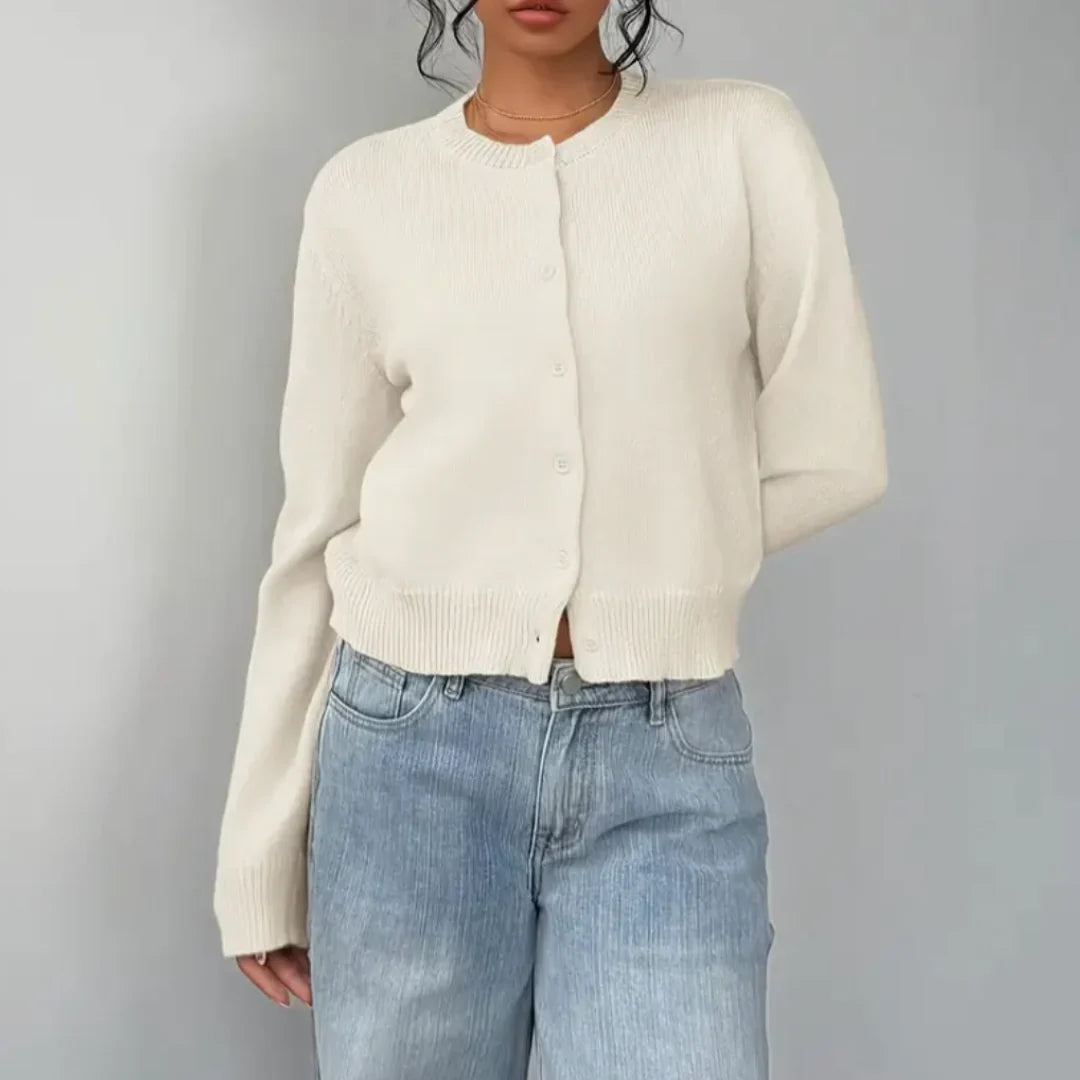 Forårs cropped cardigan med knapper til kvinder