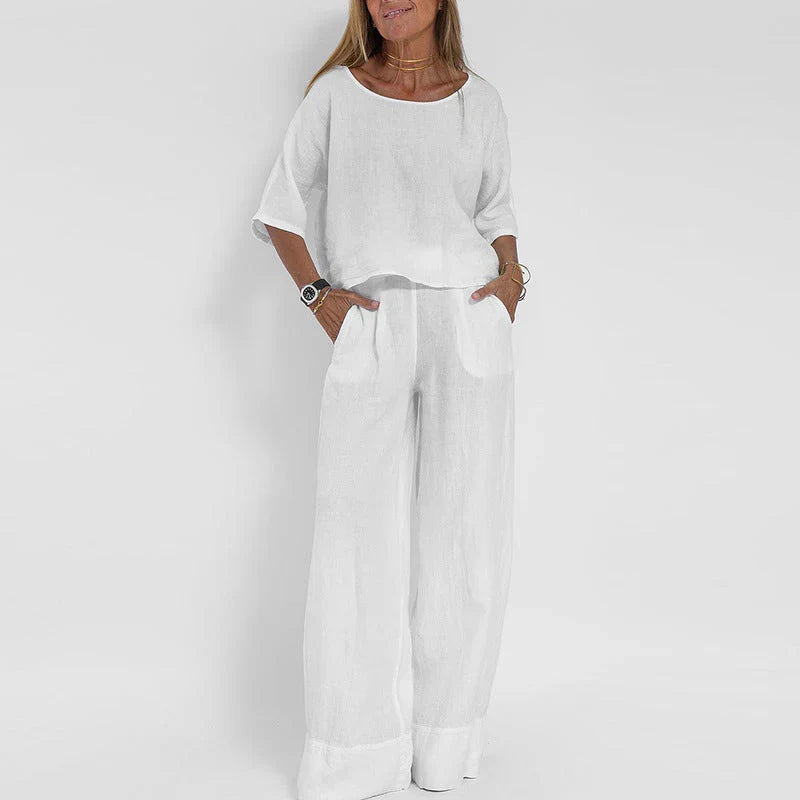 Sæt med plisserede bukser og top til kvinder