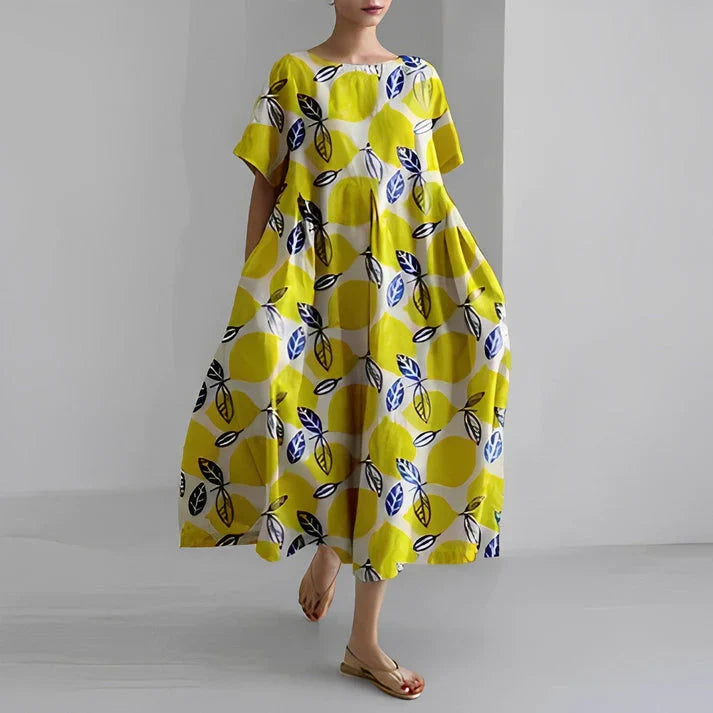 Midi Kjole I Afslappet Stil med Blomster Til Kvinder