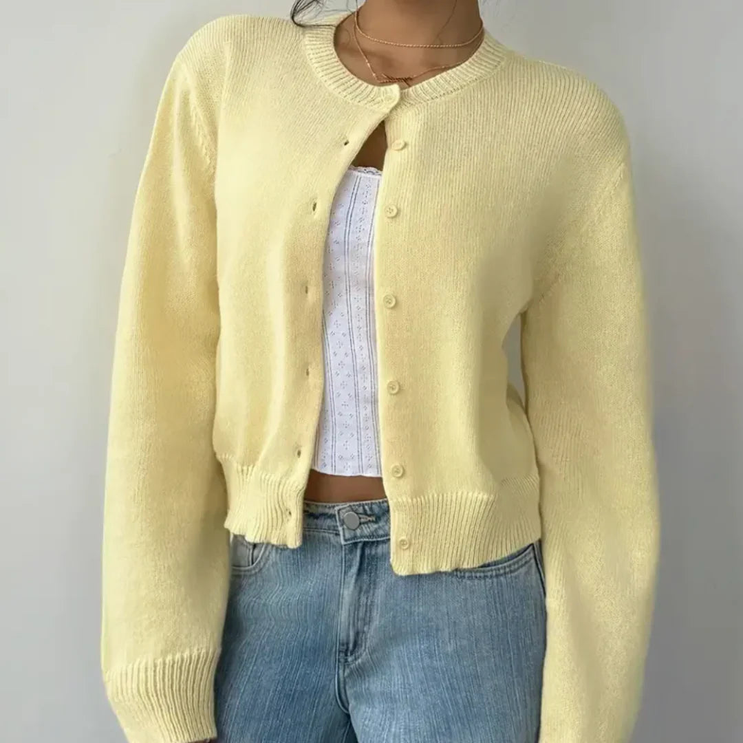 Forårs cropped cardigan med knapper til kvinder