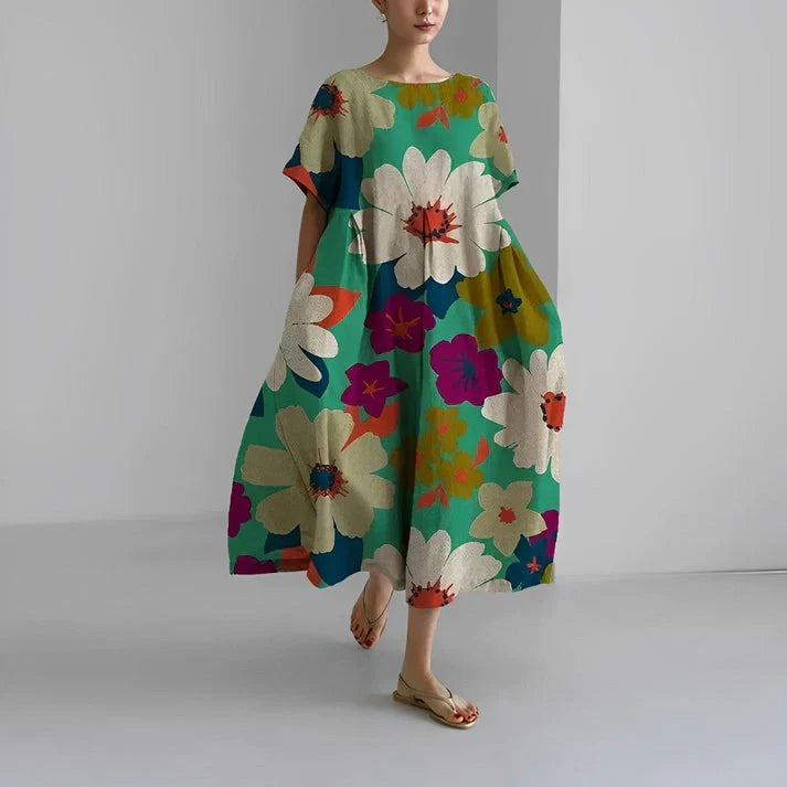 Midi Kjole I Afslappet Stil med Blomster Til Kvinder