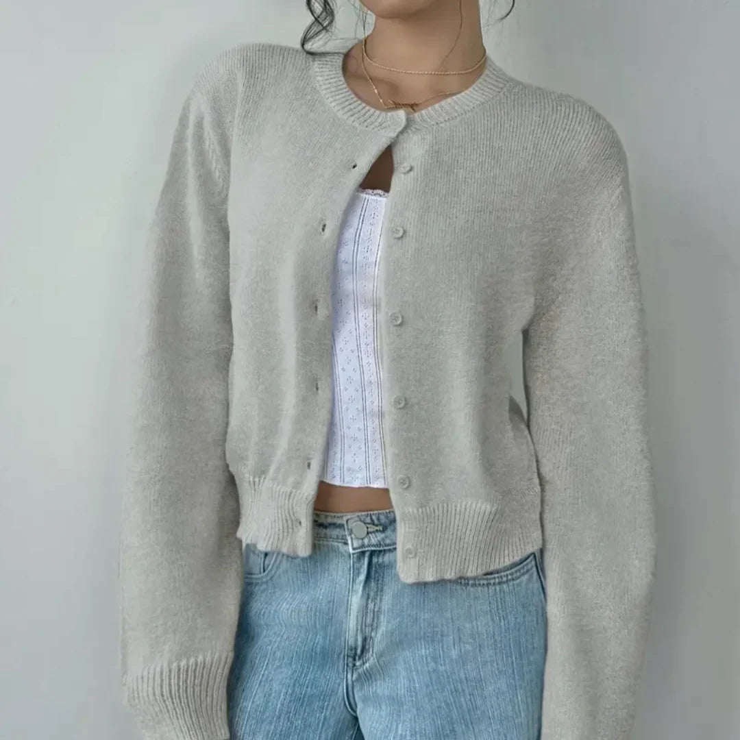 Forårs cropped cardigan med knapper til kvinder