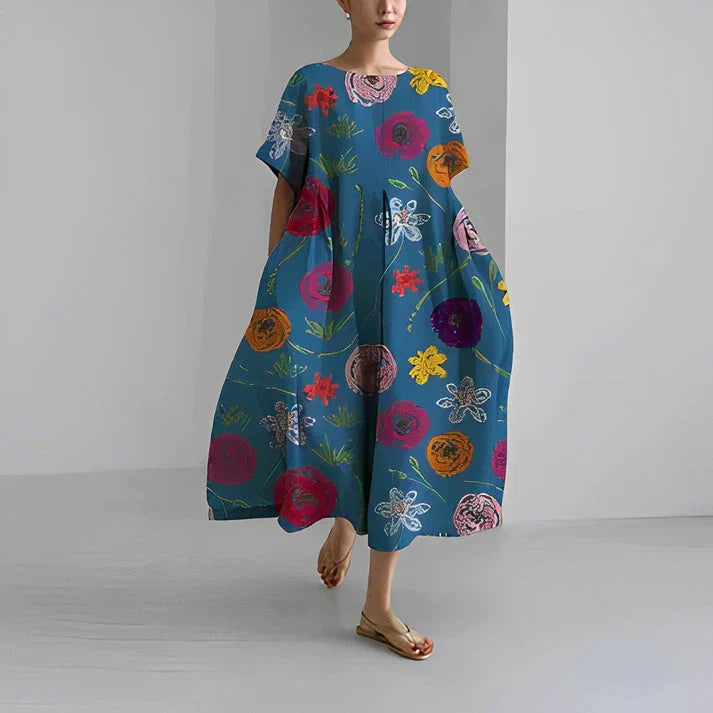 Midi Kjole I Afslappet Stil med Blomster Til Kvinder