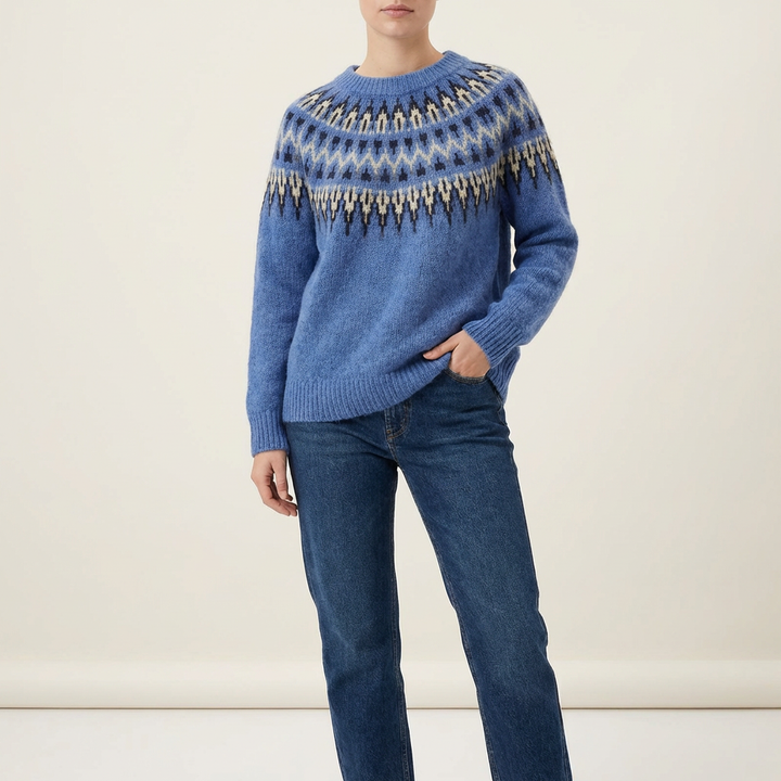 Nordisk mønstret sweater til kvinder