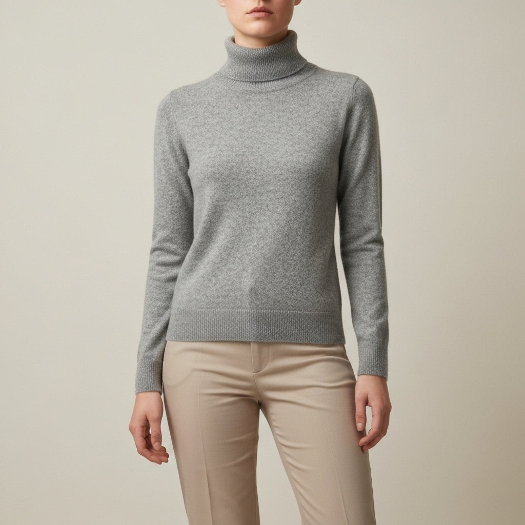 Rullekravetrøje i kashmir til kvinder