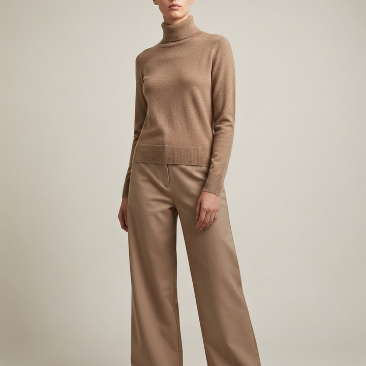 Rullekravetrøje i kashmir til kvinder