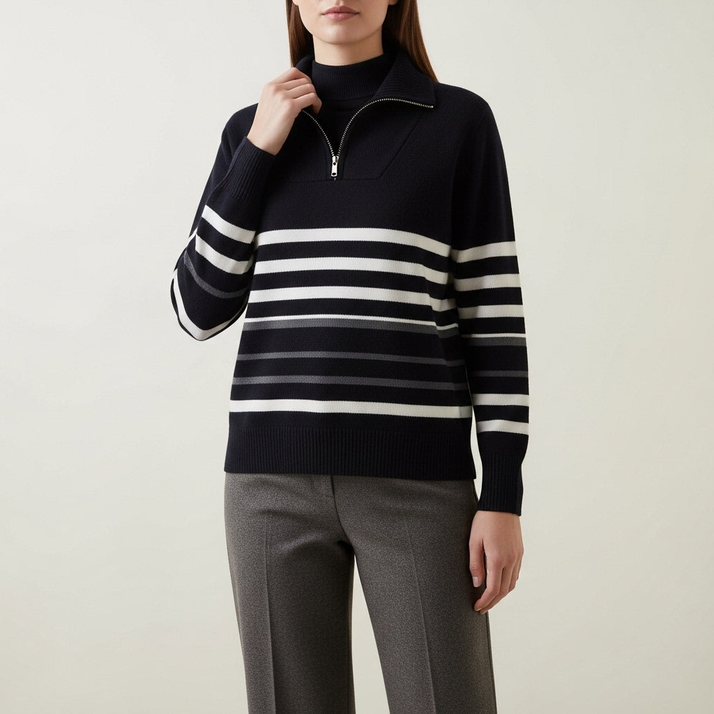 Stribet pullover i strik til kvinder