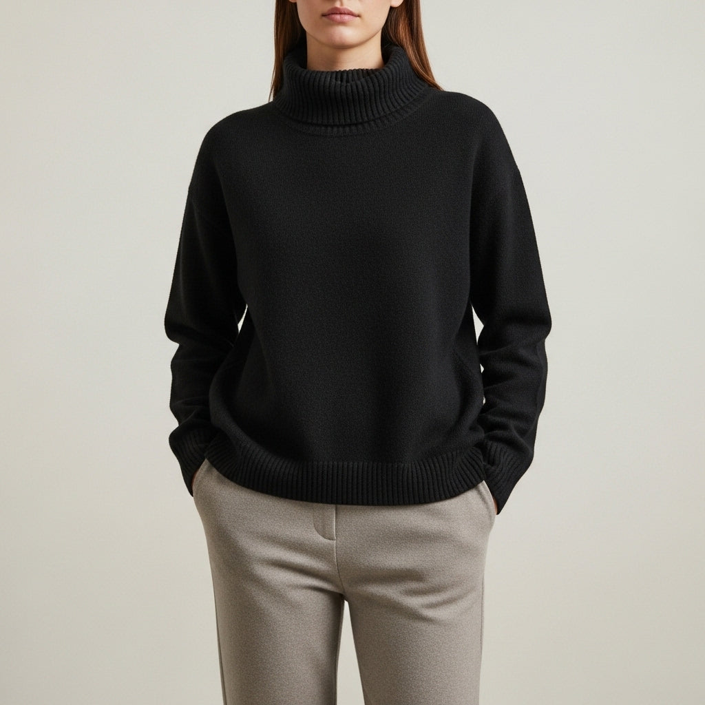 Afslappet rullekravetrøje til kvinder i moderne vinterstil