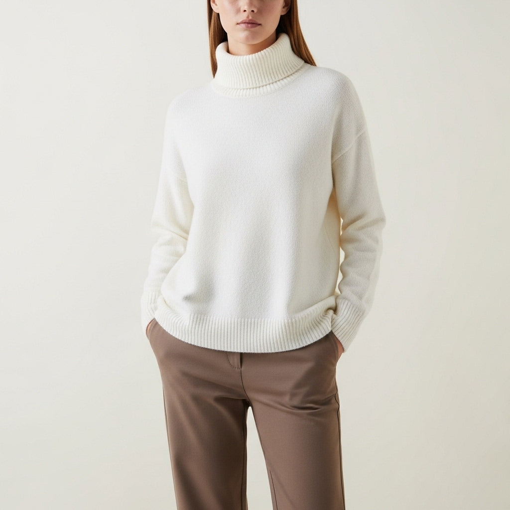 Afslappet rullekravetrøje til kvinder i moderne vinterstil