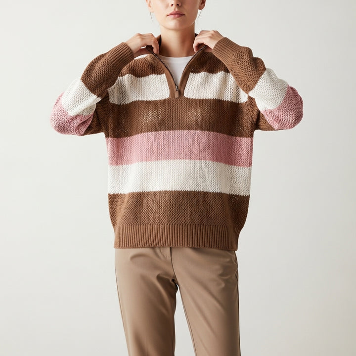 Stribet pullover i strik til kvinder