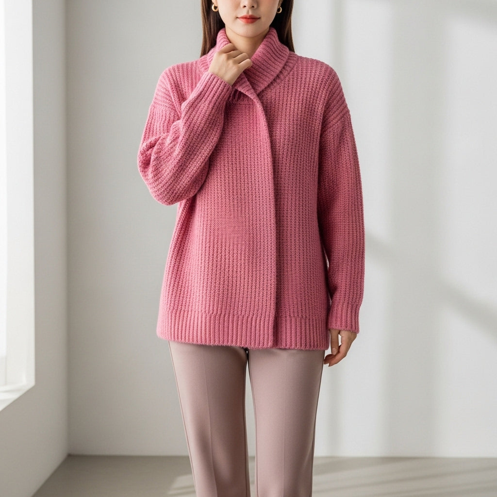 Striktrøje til kvinder med tekstureret look