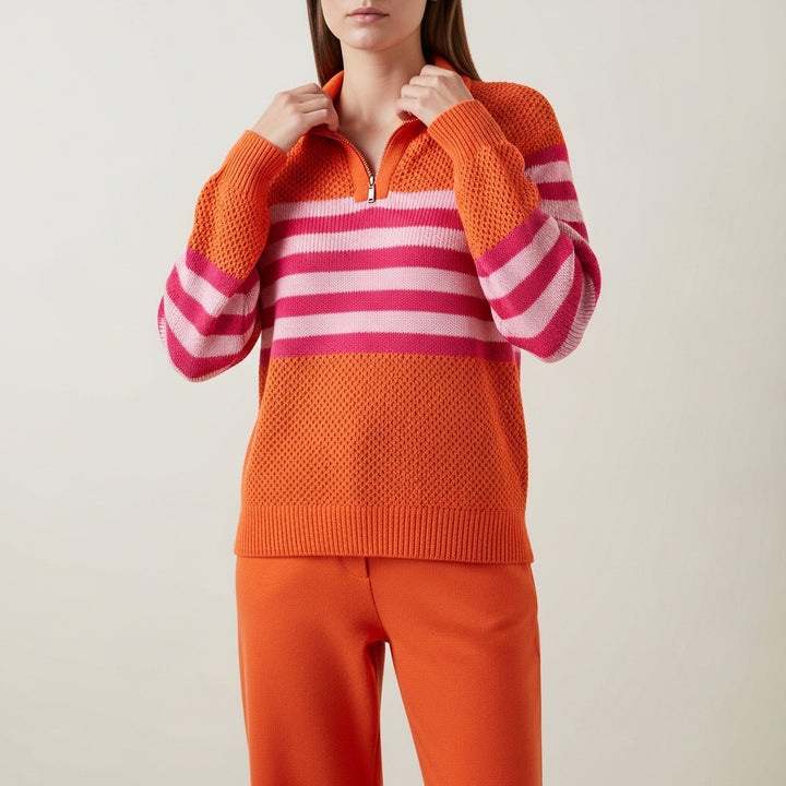 Stribet pullover i strik til kvinder