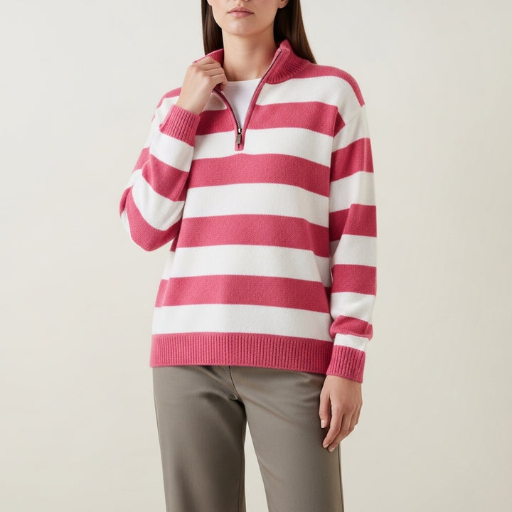 Stribet pullover i strik til kvinder