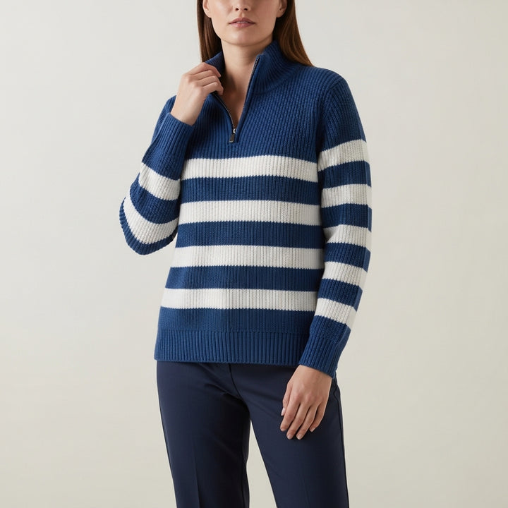 Stribet pullover i strik til kvinder