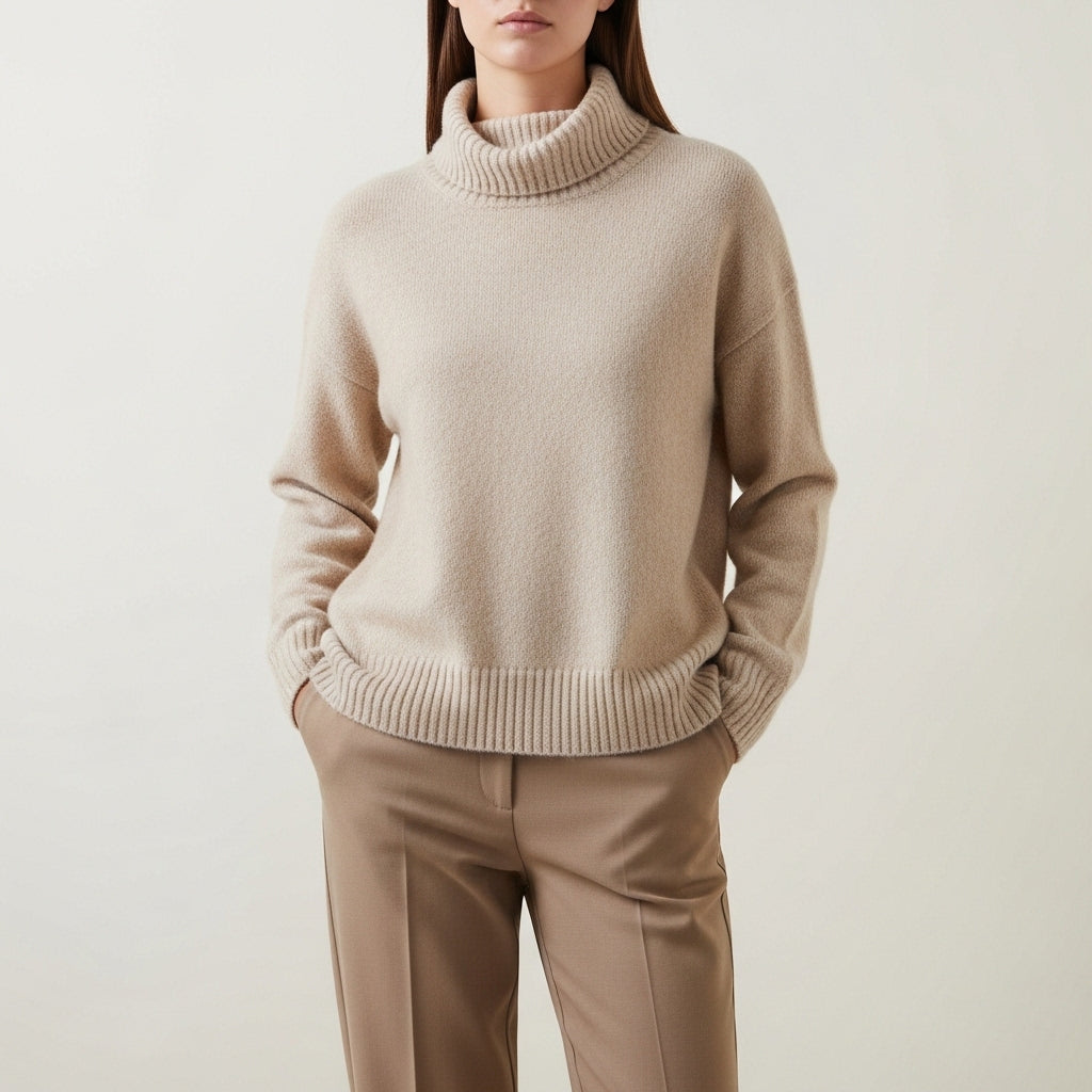 Afslappet rullekravetrøje til kvinder i moderne vinterstil