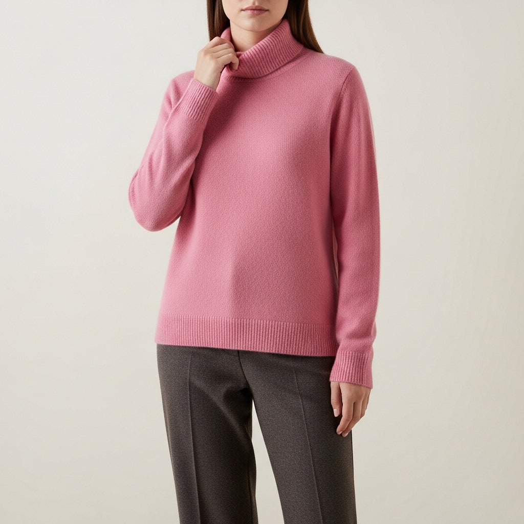 Rullekravetrøje i kashmir til kvinder