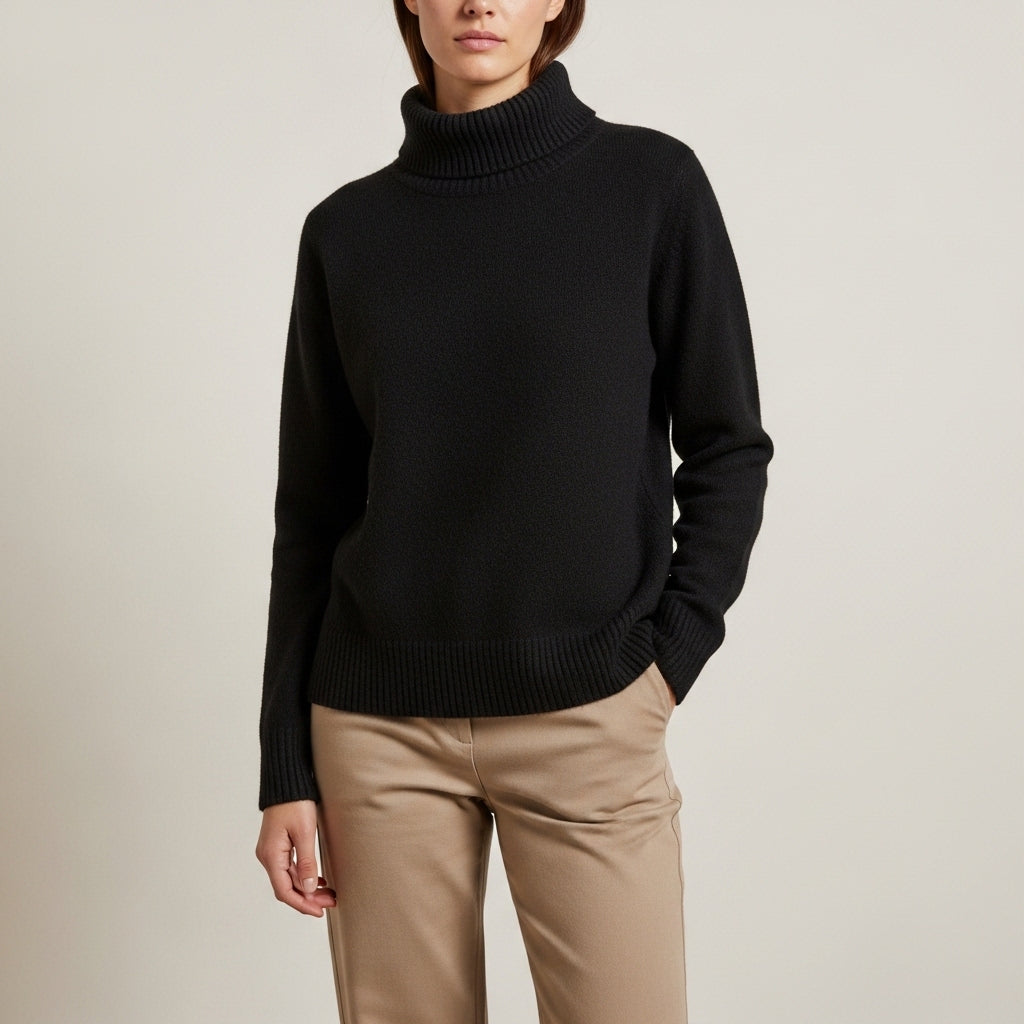 Afslappet rullekravetrøje til kvinder i moderne vinterstil