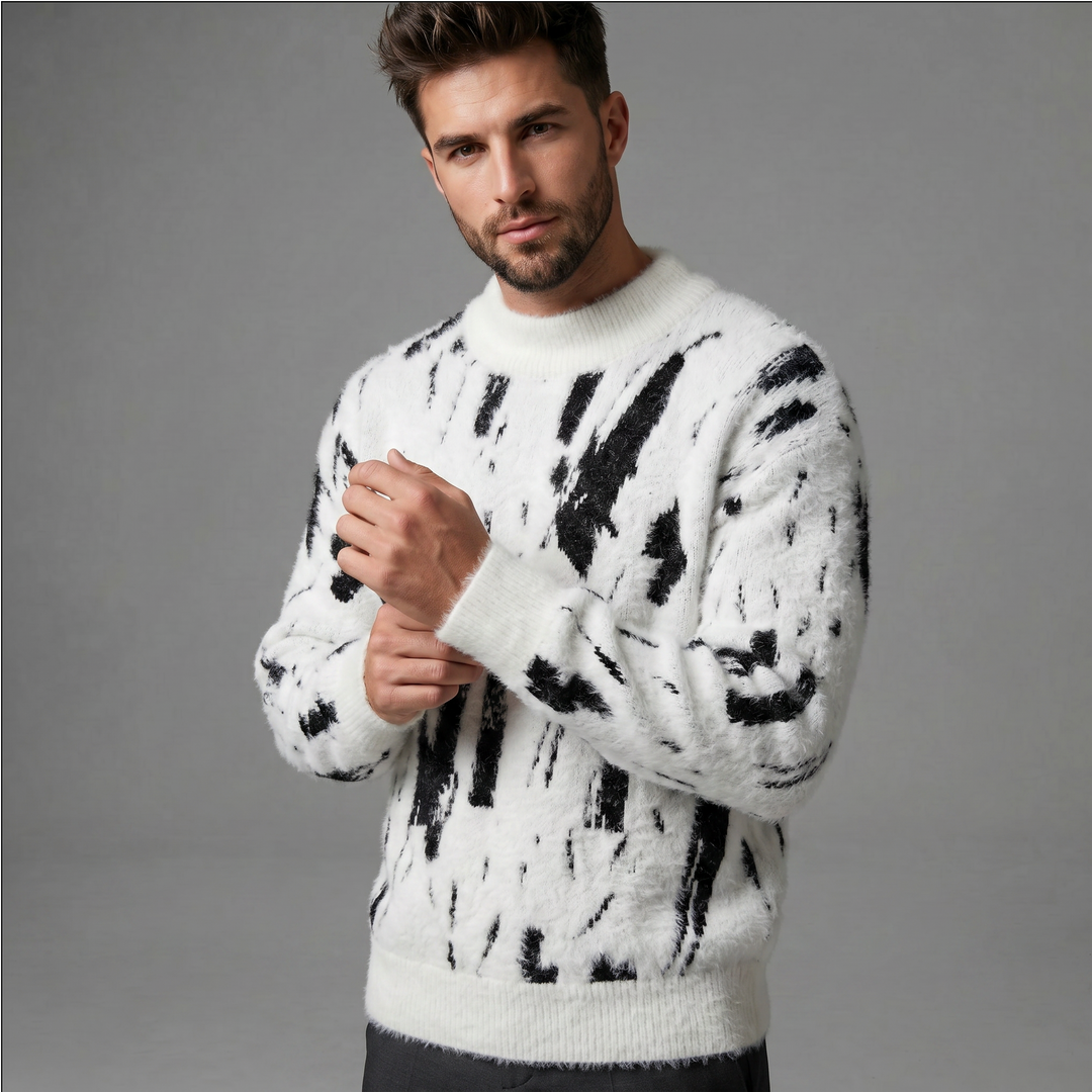 Men's Abstract Knit Crew Neck Sweatshirt