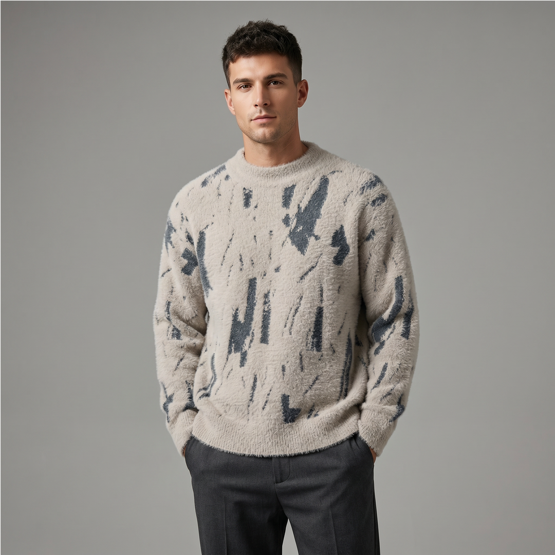 Men's Abstract Knit Crew Neck Sweatshirt
