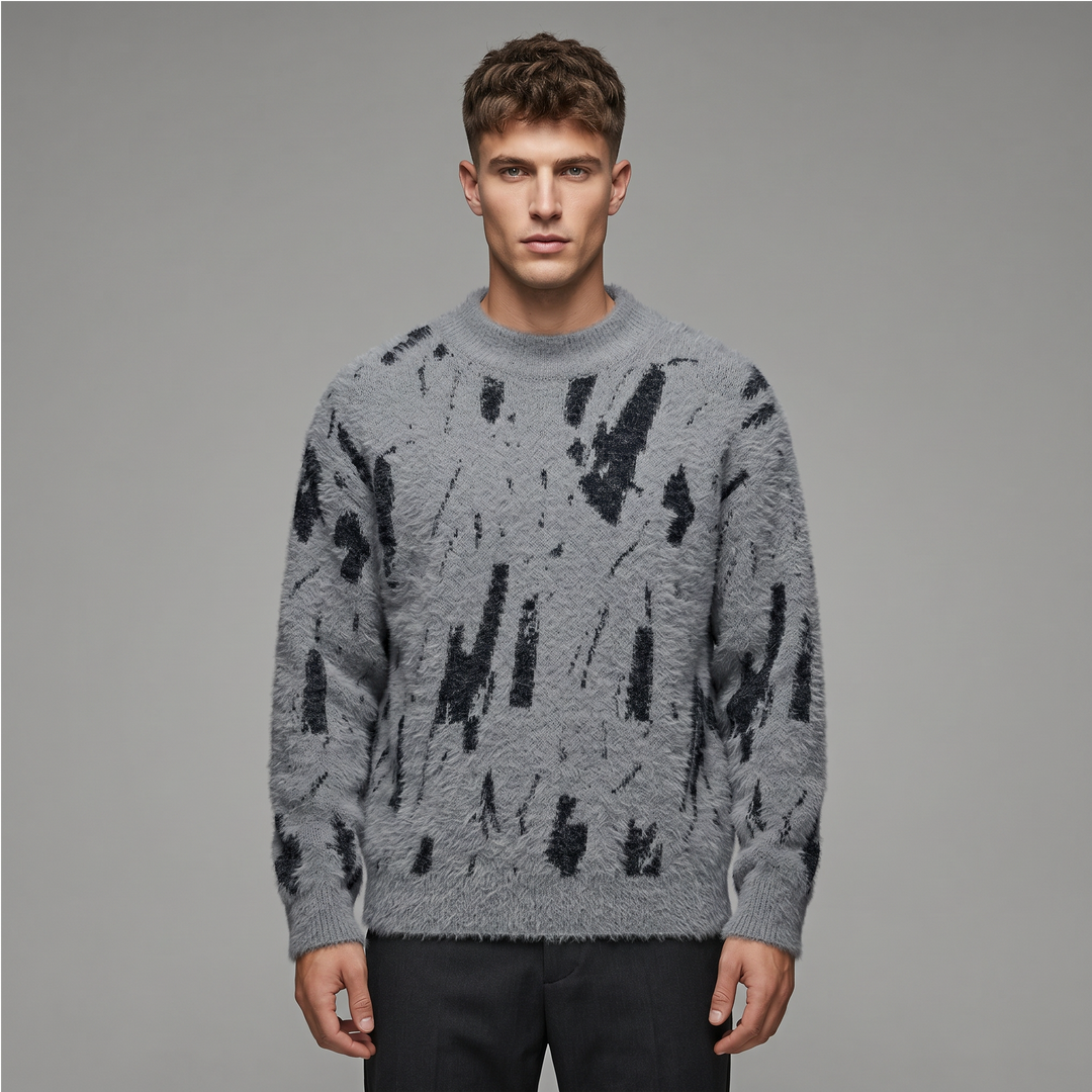 Men's Abstract Knit Crew Neck Sweatshirt