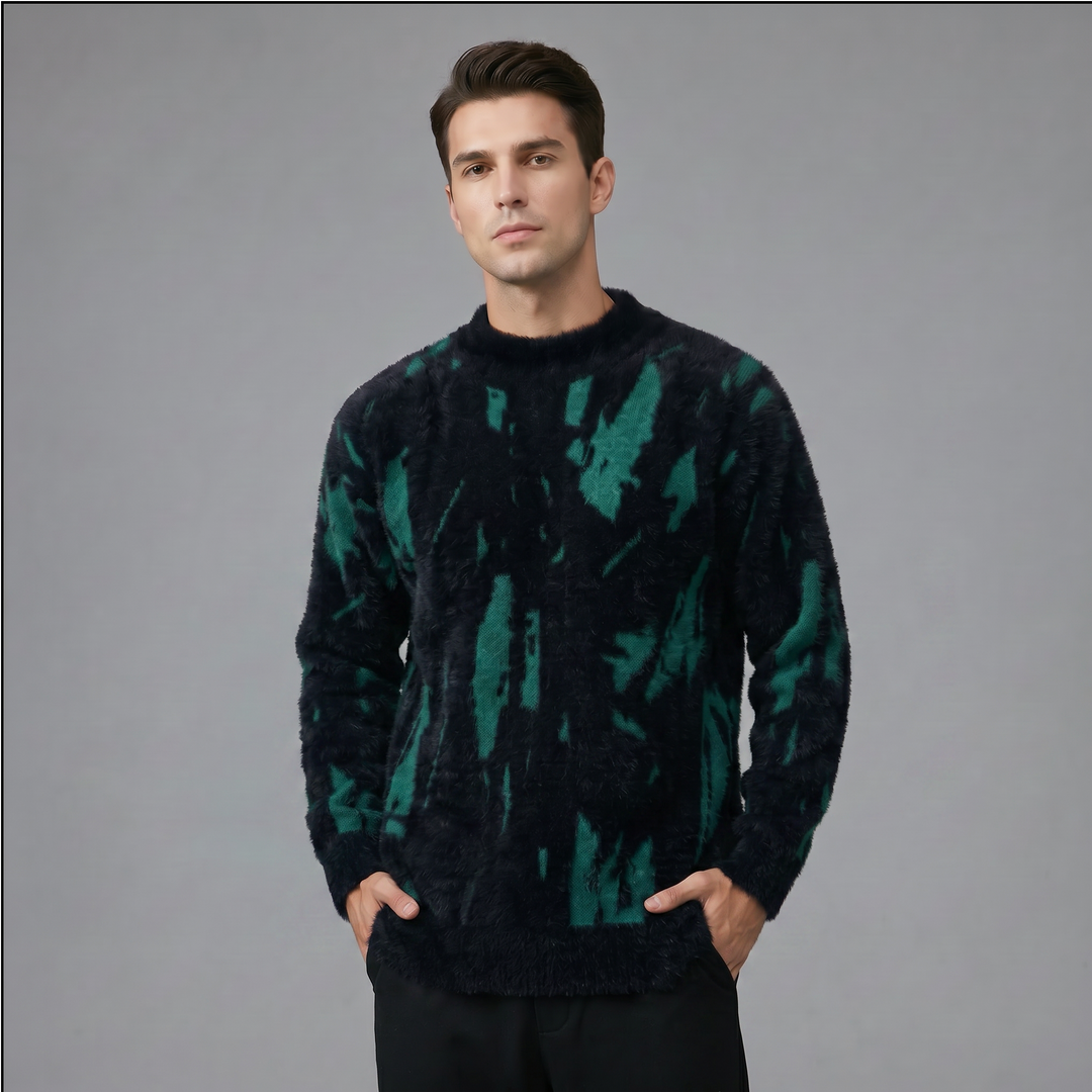 Men's Abstract Knit Crew Neck Sweatshirt