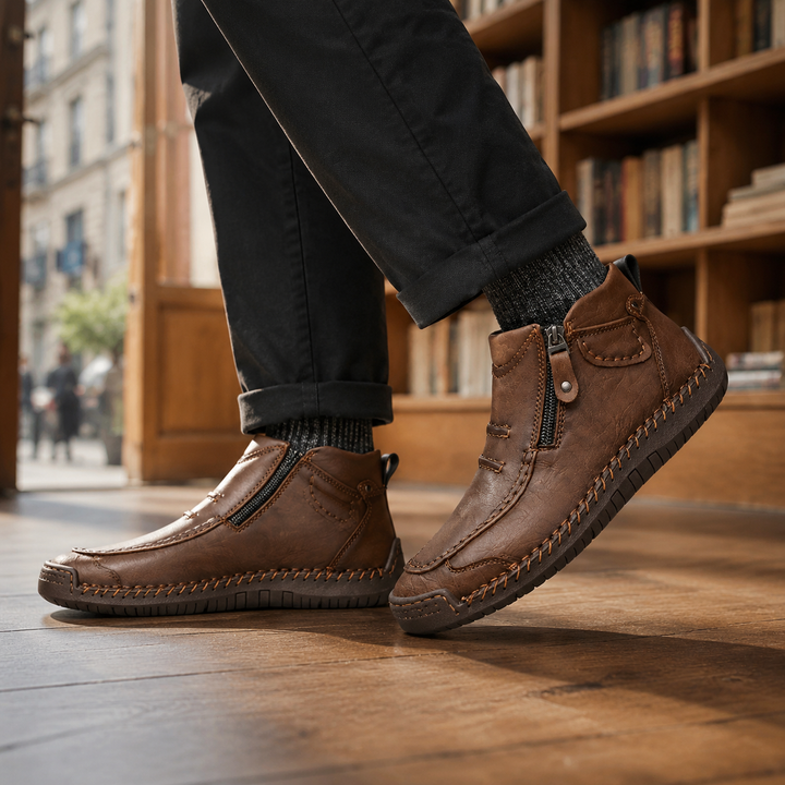 Men's Ankle-High Boots with Side Zip