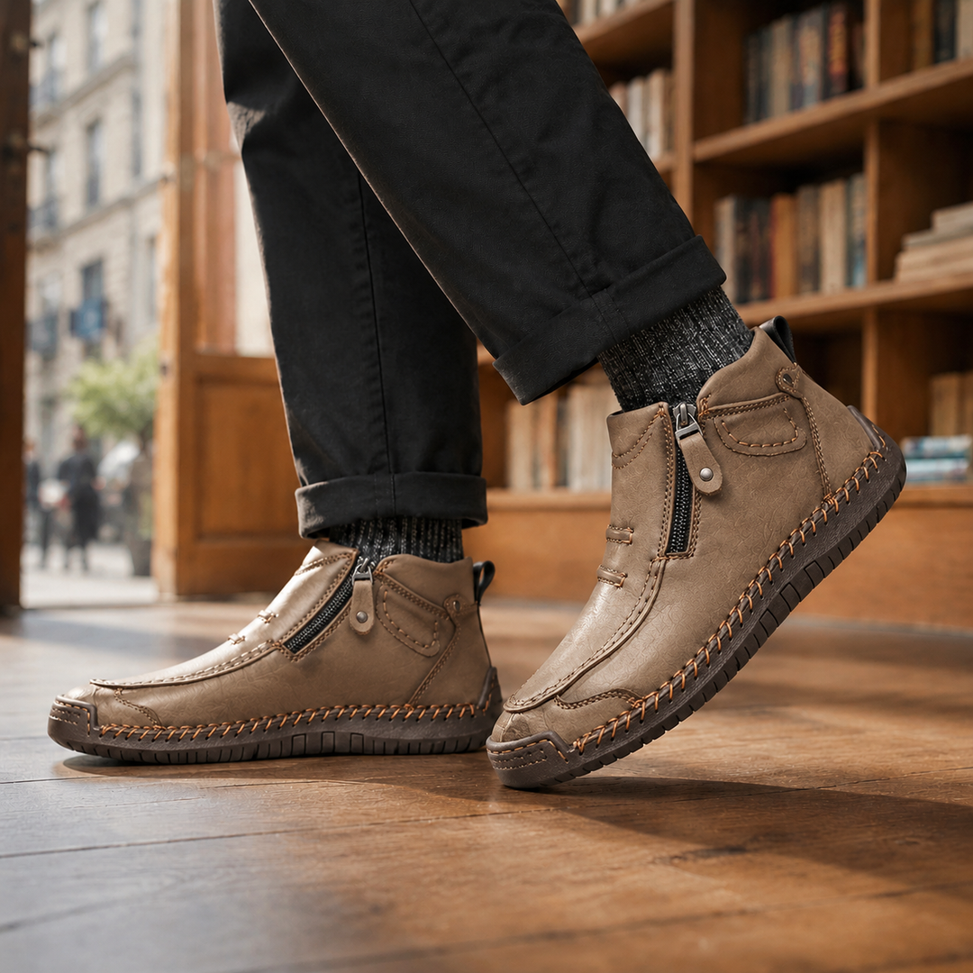 Men's Ankle-High Boots with Side Zip