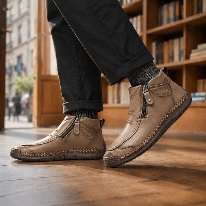 Men's Ankle-High Boots with Side Zip