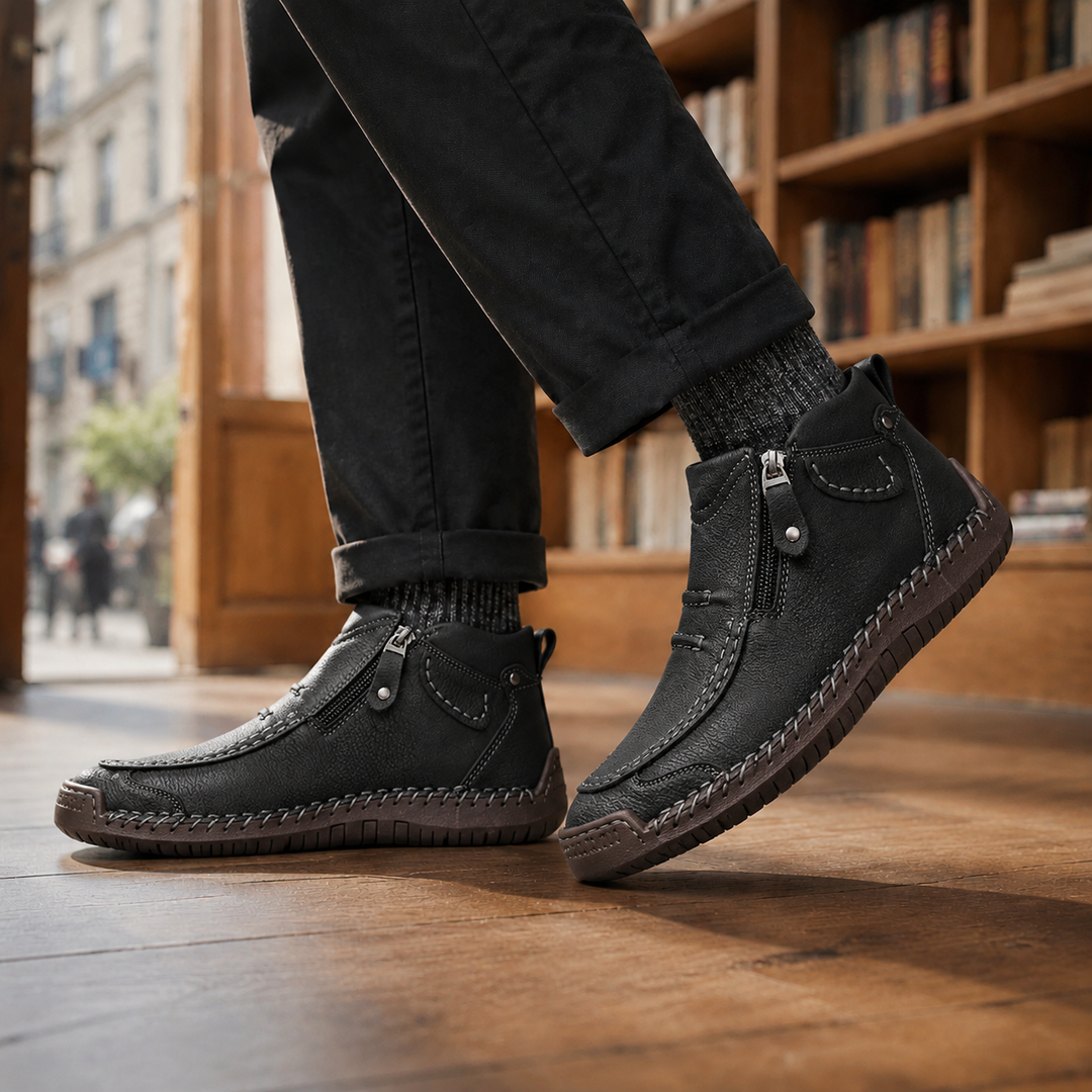 Men's Ankle-High Boots with Side Zip
