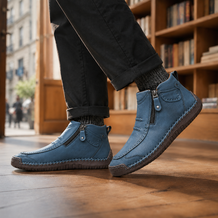 Men's Ankle-High Boots with Side Zip