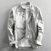 Men's Band Collar Button-Front Shirt