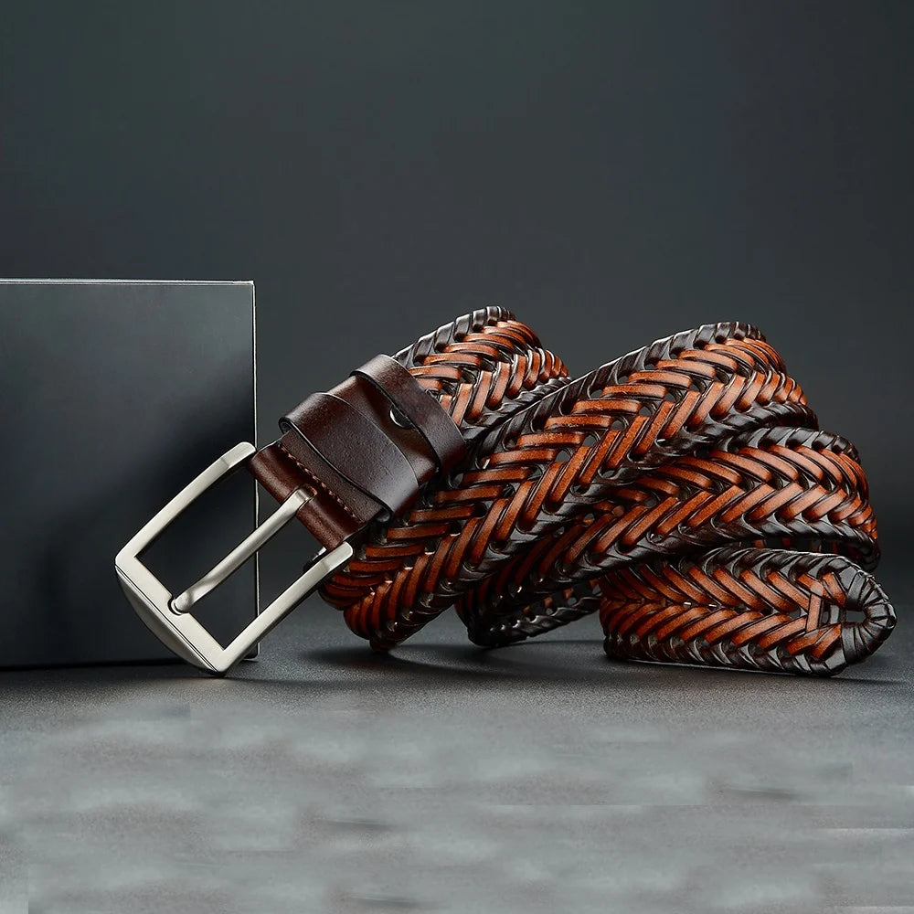 Men's Braided Pin Buckle Dress Belt