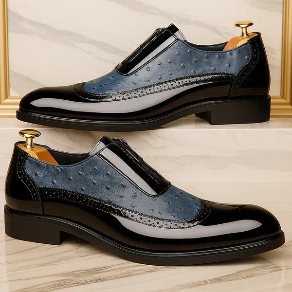 Men's Brogue-Detail Side-Zip Oxford Shoes