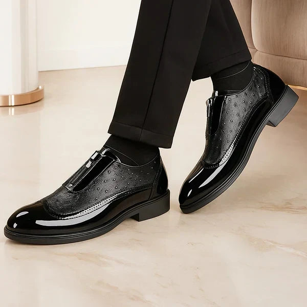 Men's Brogue-Detail Side-Zip Oxford Shoes