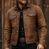 Men's Button-Front Jacket with Pointed Collar