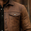 Men's Button-Front Jacket with Pointed Collar