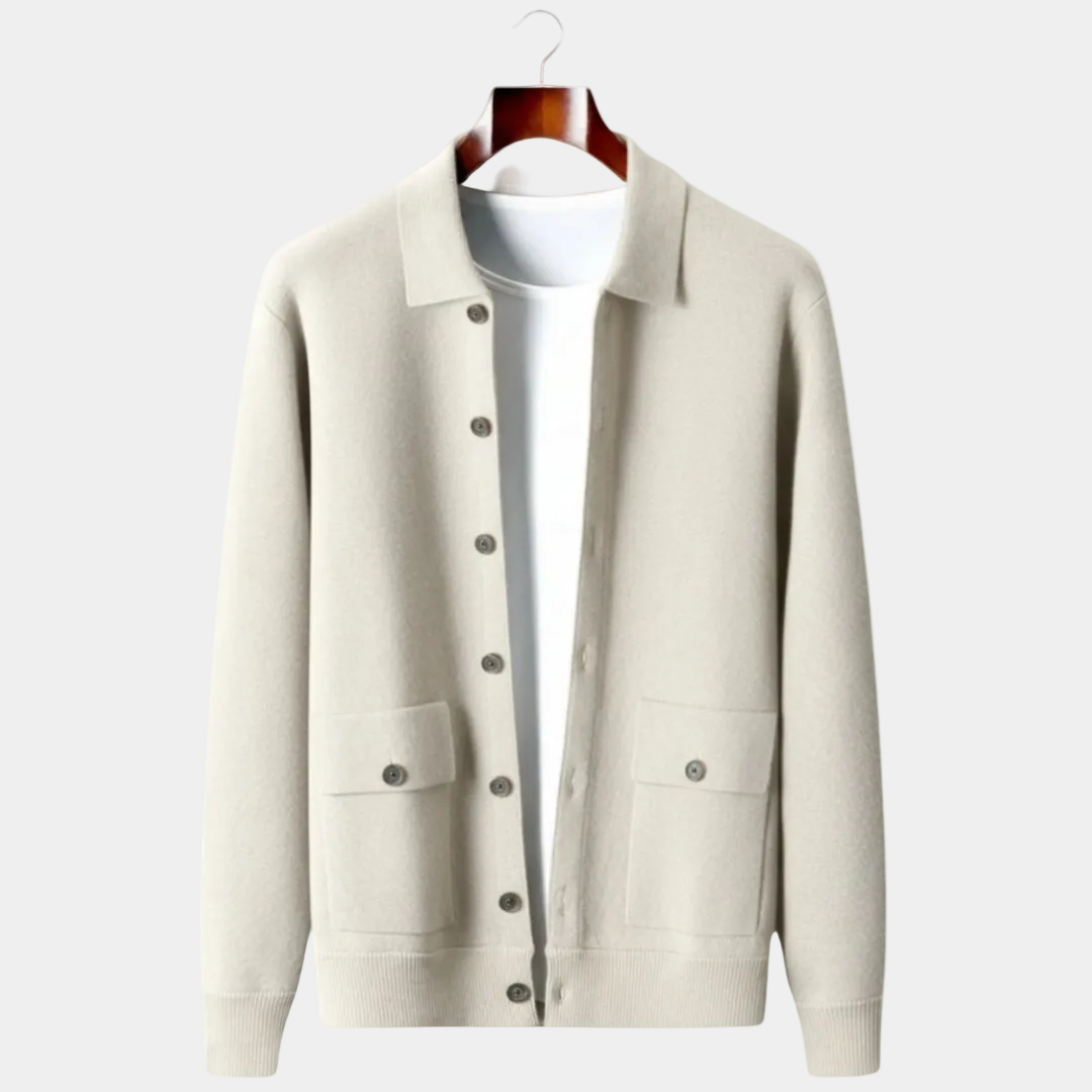 Men's Button-Front Shirt Collar Cardigan