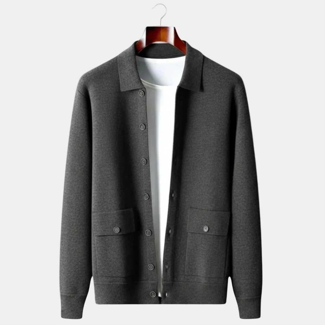 Men's Button-Front Shirt Collar Cardigan
