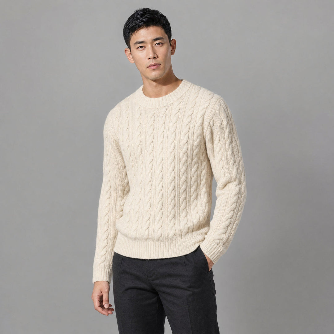 Men's Cable Knit Crewneck Jumper