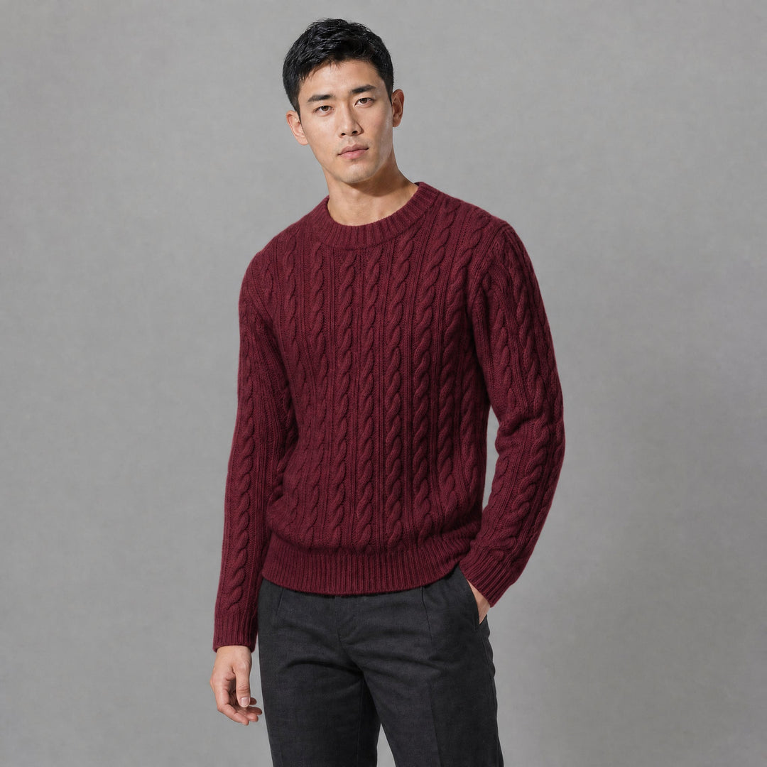 Men's Cable Knit Crewneck Jumper