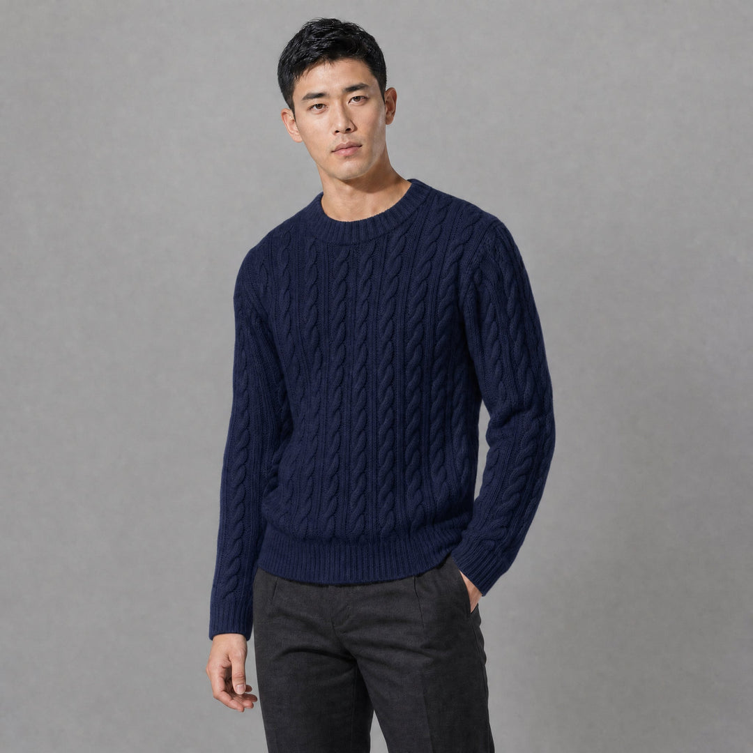 Men's Cable Knit Crewneck Jumper