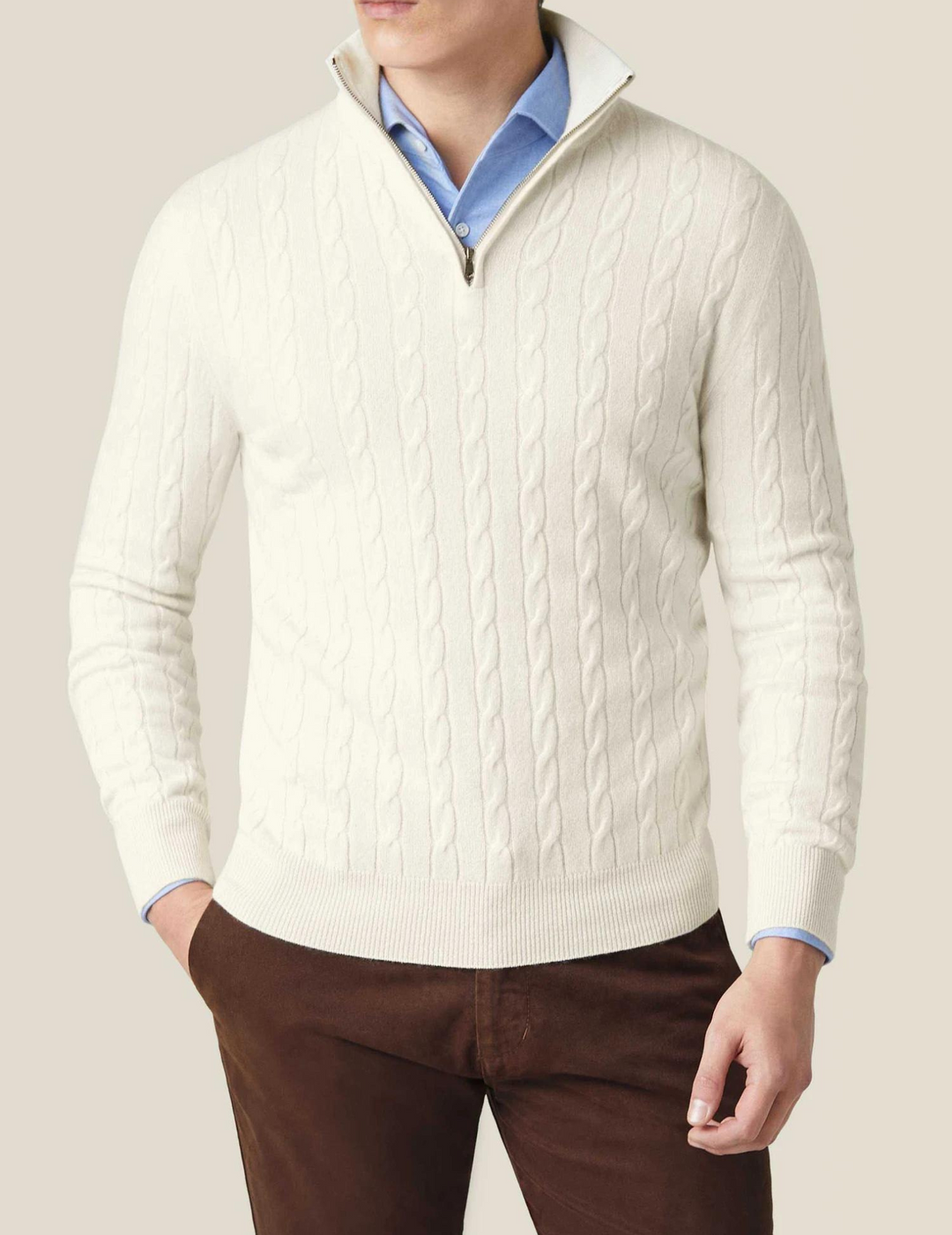 Men's Cable Knit Half-Zip Jumper